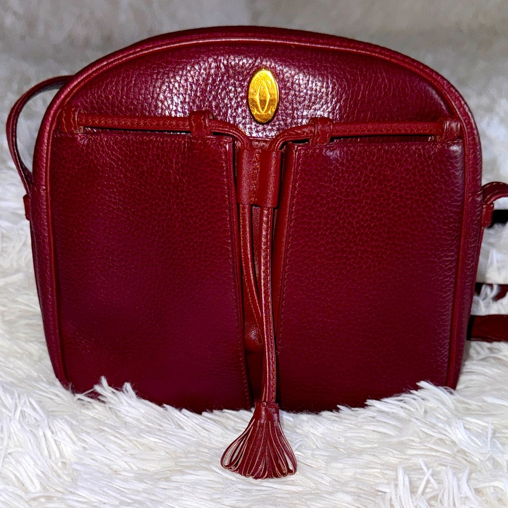 Cartier Bordeaux Leather Crossbody Bag